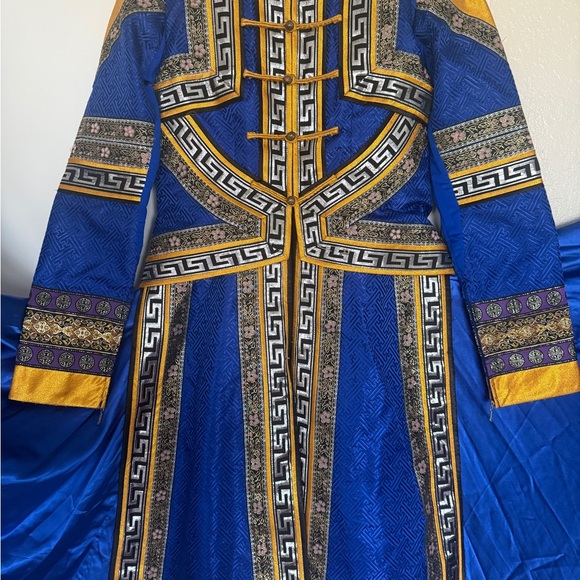 Specialized Royal Blue and Gold Patterned Maxi Dress - Picture 1 of 13